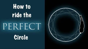 Split image with text on the left reading “How to ride the perfect circle” and an illustration on the right showing a horse and rider moving around overlapping circular paths. Perfect for anyone wanting to master how to ride the perfect circle.