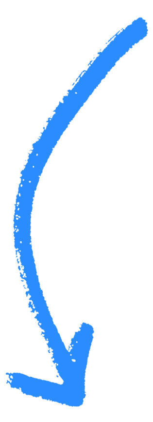 A thick, blue, hand-drawn arrow curves downward and to the left on a light gray background, suggesting emphasis or direction.