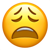 A yellow emoji face with closed eyes and an open mouth, expressing distress, frustration, or exhaustion.