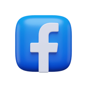 A 3D blue square icon with rounded edges features a white lowercase letter f in the center, representing the Facebook logo. The background is light gray, making it perfect for showcasing 2023 rankings or sharing your Rider Position updates online.