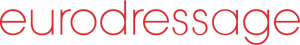 The word eurodressage is written in all lowercase letters in a bold, modern, red font on a transparent background, reflecting the precision and style of Dressage Training.