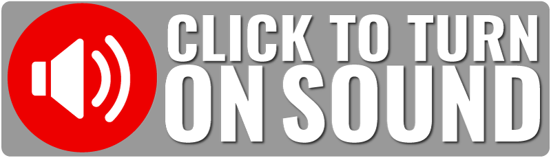 A gray banner with a red circle containing a white speaker icon on the left and bold white text on the right that says, CLICK TO TURN ON SOUND—perfect for staying productive with Strides in this 2024 update.