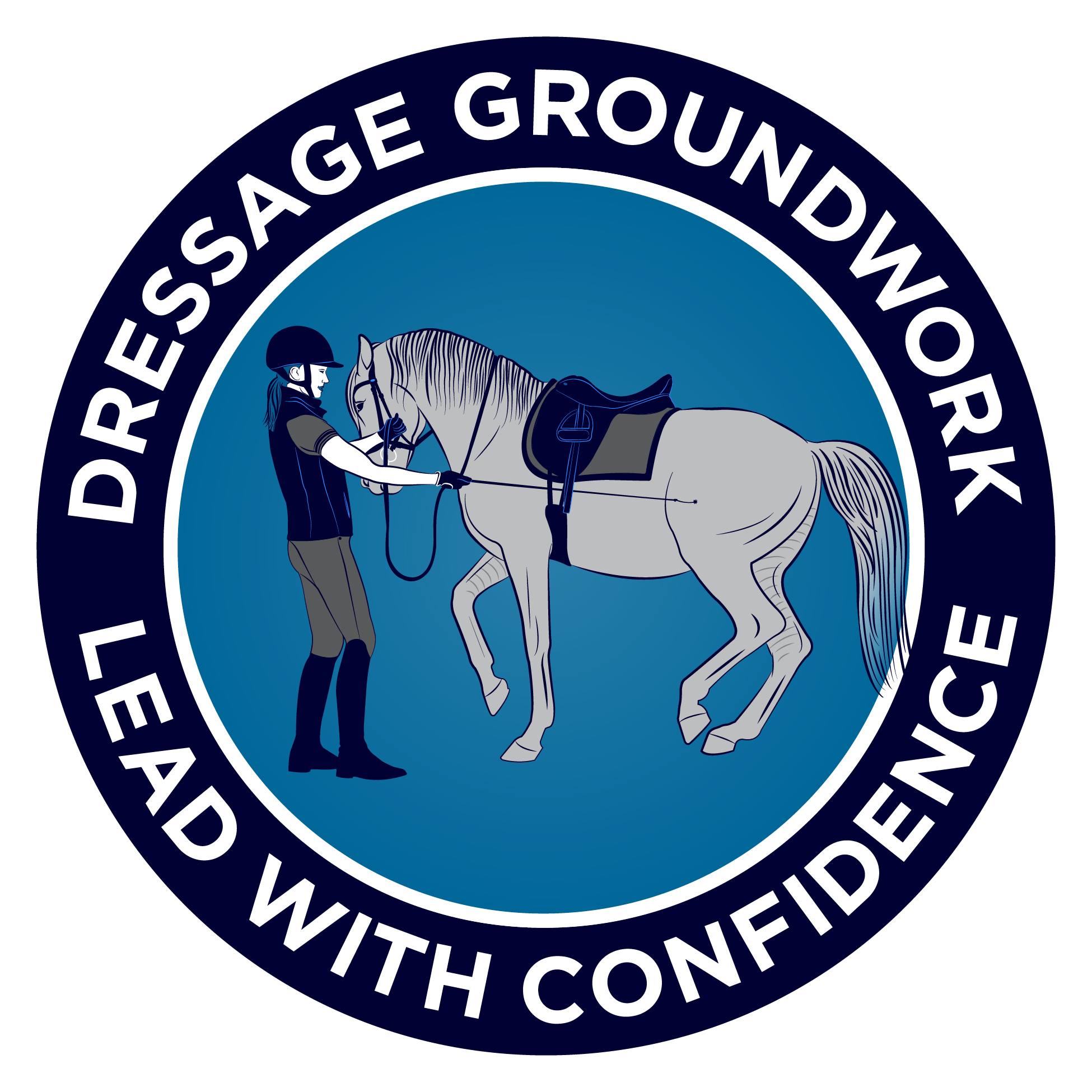Logo for Amelia's dressage groundwork lead with confidence.