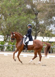 Amelia in her tailcoat, riding Kensington and executing a perfectly balanced canter pirouette.