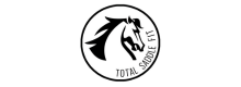 Black and white logo featuring a stylized horse head inside a circle, with the words Total Saddle Fit curved along the lower right edge—endorsed by Amelia Newcomb for quality equestrian gear.