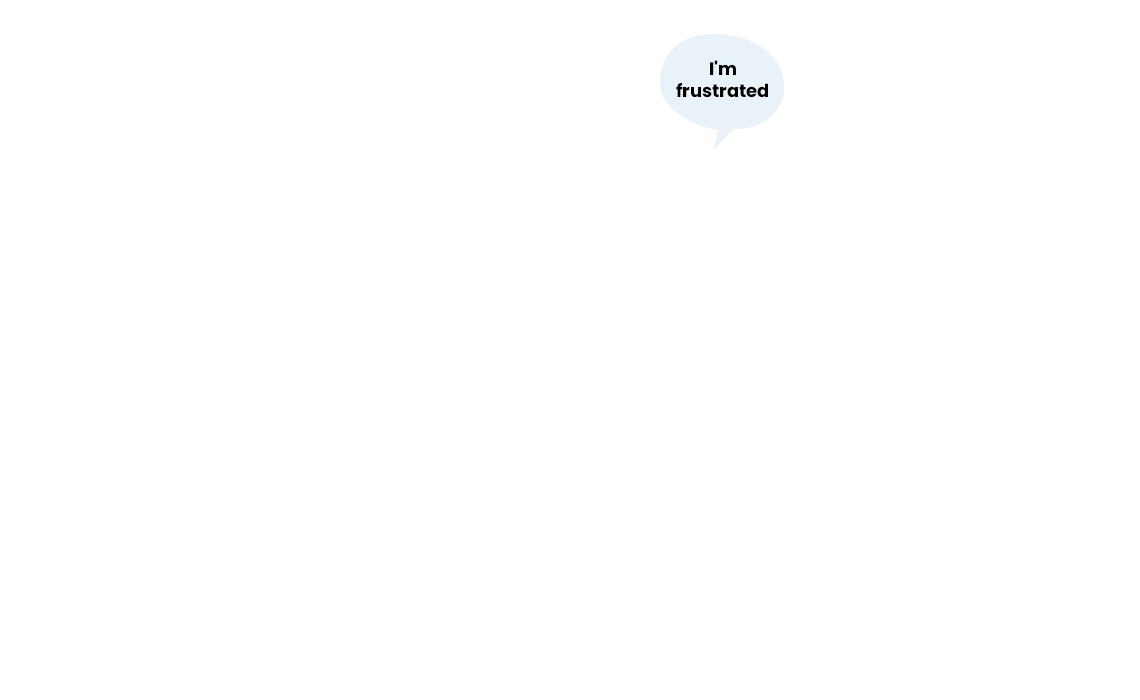 A single speech bubble near the top right says, "I'm frustrated," hinting at Training Scale challenges—no visible characters or other objects in the image.